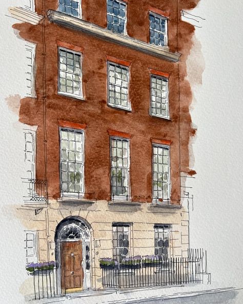 Beautiful flat fronted Georgian townhouses of Mayfair. It may surprise you but these were key exemplars for the emerging modernists from Europe. Plain architecture with minimal decoration relying on simple proportion. #watercolour #mayfair #london #urbansketcher #houseportrait #home #westminster #watercolor Minimal Decoration, Georgian Townhouse, Mayfair London, House Portraits, Minimal Decor, Urban Sketchers, Westminster, Coop, Sketch Book