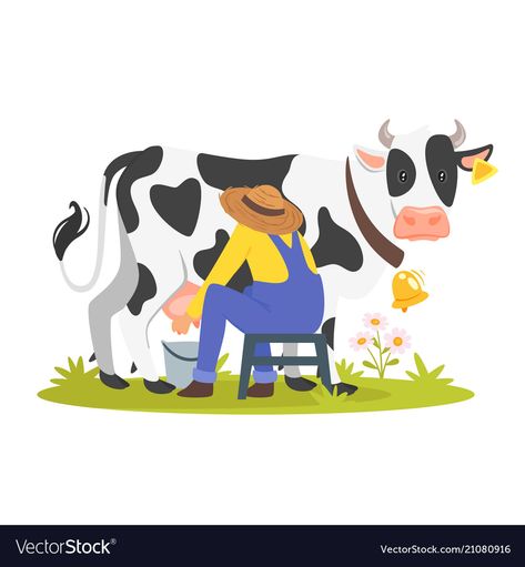 Dairy Cows Holstein, Milking A Cow, Milk The Cow, Cow Vector, Cow Illustration, Logo Illustration Design, Dog Games, Milk Shop, Dairy Cows