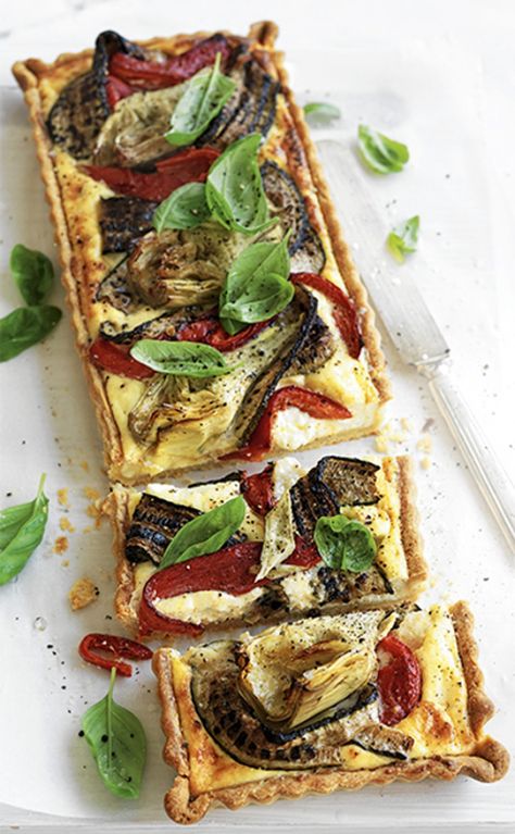 Antipasto Tart | MiNDFOOD Tart Filling, Savory Pastry, Savory Tart, Tart Recipe, Baked Goodies, Cooking Inspiration, Tart Recipes, Meat Free, Greek Recipes