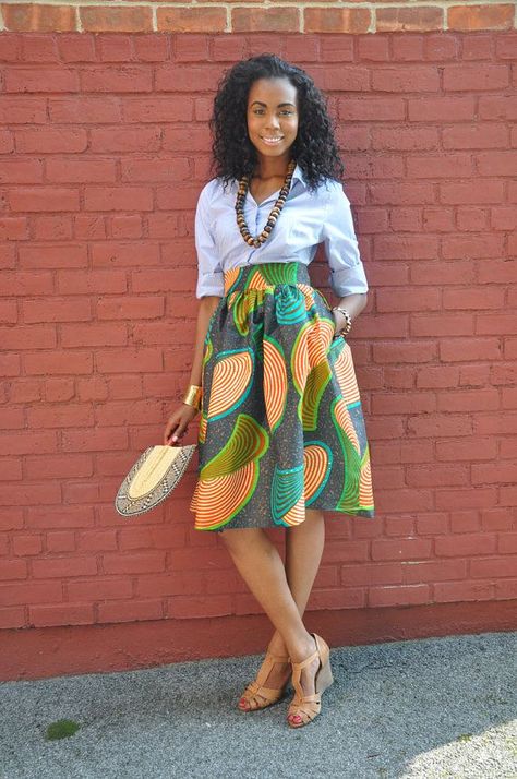 Imgur: The most awesome images on the Internet Kitenge Designs, Colorful Skirt, Australian Style, Stylish Lady, African Print Skirt, African Skirts, Mode Tips, Afrikaanse Mode, Corporate Wear