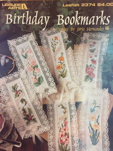 Floral flower bookmarks Counted Cross Stitch Booklet Leisure Arts Leaflet 2374 Published in 1993 by Leisure Arts Charted in color. Include Birthday Bookmarks, Lace Bookmark, Vintage Cross Stitch Pattern, Vintage Cross Stitch, Flower Bookmark, Cross Stitch Books, Cross Stitch Bookmarks, Stitch Book, Book Markers