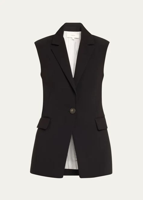 Sleeveless Blazer, Designer Jackets, Rich Girl, Jacket Design, Black Blazers, Bergdorf Goodman, Long A Line, Top Designers, Oversized Fits