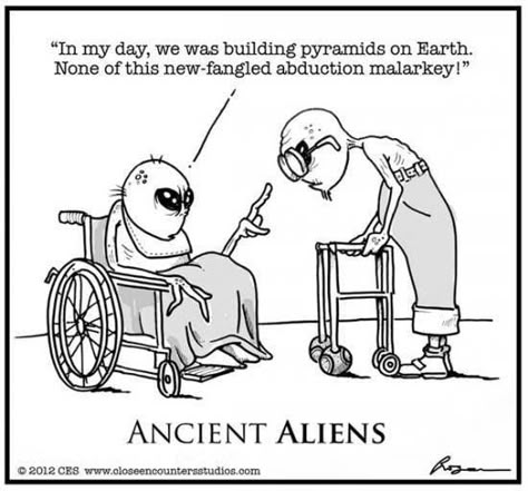 Ancient Aliens Funny, Alien Artifacts, Aliens Funny, Aliens And Ufos, Ancient Aliens, Cartoon Jokes, Fun Comics, The Gray, Funny Pins