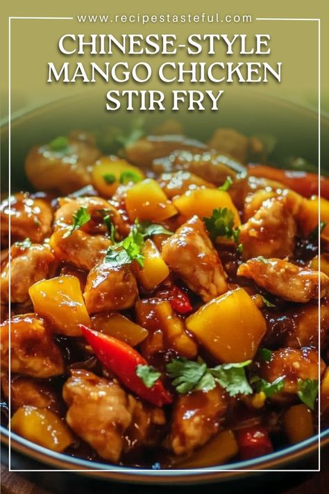 A sweet and spicy stir fry featuring crispy chicken and fresh mango, perfect for a quick and flavorful meal. Sweet And Spicy Stir Fry, Mango Stir Fry, Mango Chicken Recipes, Spicy Stir Fry, Red Chili Paste, Mango Chicken, Chicken Stir Fry, Sweet Chili Sauce, Sweet Chili