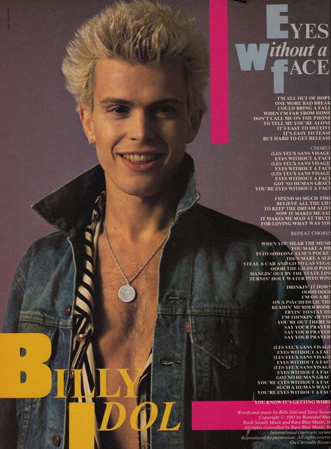 Billy Idol Poster, Idol Poster, Eyes Without A Face, Billy Boy, Bob Seger, Billy Idol, Dont Call Me, Judas Priest, Post Punk