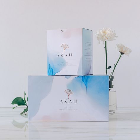 Watercolor Packaging Design, Sanitary Pads Brands, Tissue Design, Watercolor Packaging, Kit Packaging, Watercolor Branding, Review Template, Ecommerce Design, Sanitary Napkin