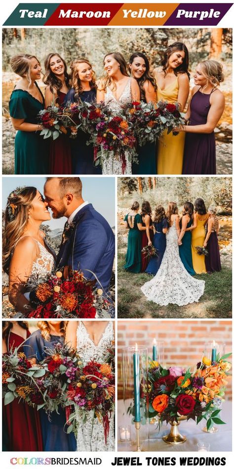 Jewel Tone Wedding Tuxedo, Jewel Color Wedding Theme, Jewel Tone Wedding Party Attire, Sapphire And Emerald Wedding, Fall Jewel Tone Wedding Color Palettes, Jewel Tone Summer Wedding, 2024 Wedding Color Trends, Jewel Tone Color Palette Wedding, Jewel Tone Wedding Party