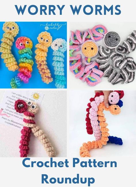 10+ cute patterns for crochet worry worms Crochet Worms, Worry Worms, Worry Worm, Quick Crochet Gifts, Patterns For Crochet, Cute Patterns, Disney Cross Stitch, Quick Crochet, Baby Blanket Pattern