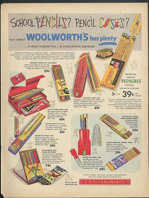 Retro School Supplies, Vintage School Supplies, Retro School, School Pencils, Diy School Supplies, Retro Advertising, Retro Ads, Vintage School, Vintage Office