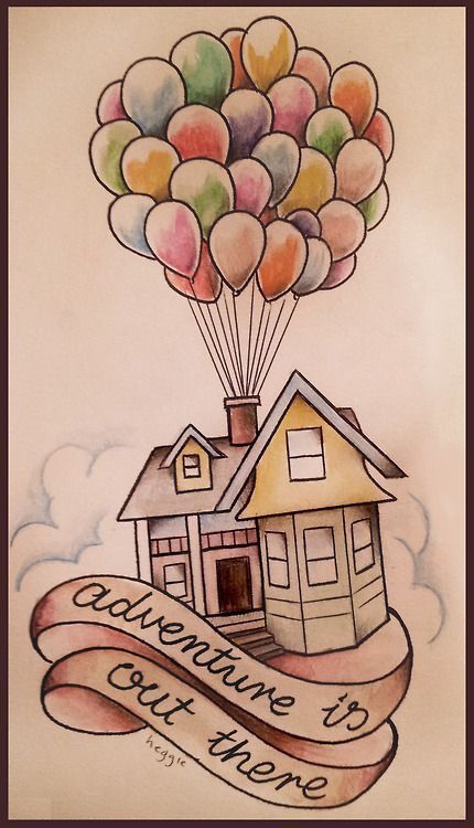 Up House Drawing, Pixar Tattoo, Easy Pencil Drawings, Disney Drawings Sketches, Adventure Is Out There, Art Sketches Doodles, Cute Disney Drawings, Disney Up, Disney Tattoo