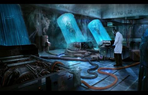 Doctor Room, Sci Fi Laboratory, Spaceship Interior, Sci Fi Environment, Arte Cyberpunk, Futuristic Art, Art Fantasy, Science Lab, Cyberpunk Art