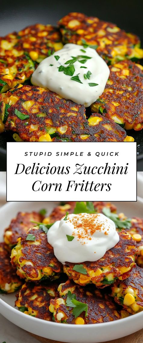 Image for Delicious Zucchini Corn Fritters Zucchini And Corn Recipes, Fried Zucchini Fritters, Baked Zucchini Recipes, Zucchini Corn Fritters, Zucchini Appetizer, Zucchini Recipes Baked, Zucchini Fritters Recipe, Side Dish For Dinner, Zucchini Corn