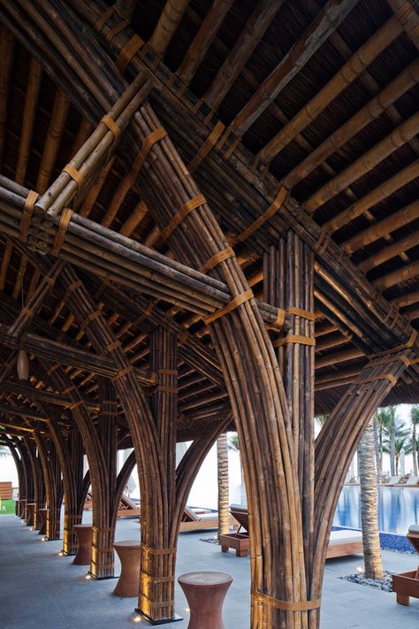 Feuille Aluminium Art, Vtn Architects, Vo Trong Nghia, Bamboo Restaurant, Bamboo Roof, Bamboo Building, Bamboo House Design, Bamboo Structure, Bamboo Architecture