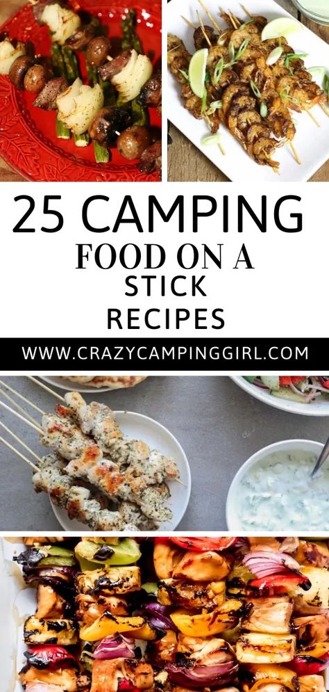 25 Campfire Food on a Stick Recipes for Camping - Crazy Camping Girl Campfire Food On A Stick, Campfire Kabobs, Fire Pit Food, Marinated Chicken Kebabs, Recipes For Camping, Grilled Teriyaki Salmon, Cookout Ideas, Smoked Pork Recipes, Quick Summer Meals