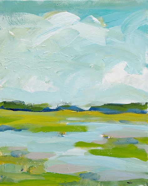 Marsh Painting on Canvas "Marsh Abstract 2" 16x20 | Maren Devine Art, LLC Abstract Impressionist Paintings, Marsh Painting, Abstract Beach Painting, Thick Paint, Impressionist Paintings, Beach Painting, Abstract Painting Acrylic, Ocean Art, Abstract Acrylic