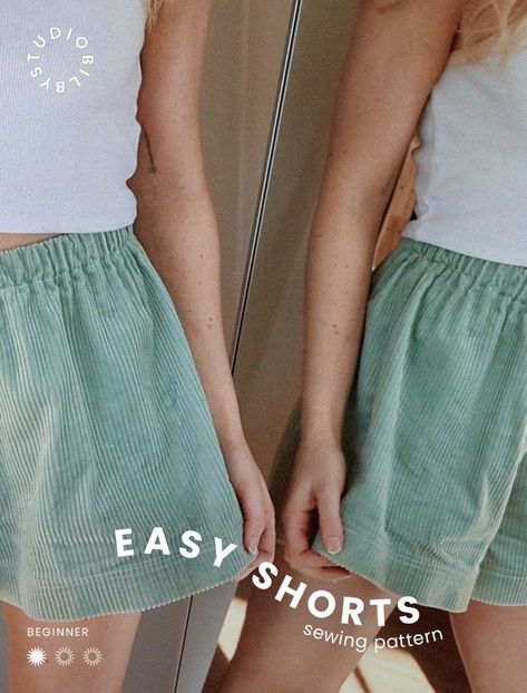 Cargo Shorts Sewing Pattern, Easy Shorts Sewing Pattern Free, Beginner Sewing Projects Easy Free Pattern, Free Shorts Pattern, Free Shorts Sewing Pattern, Elastic Waist Shorts Pattern, Sewing Pattern Shorts, Easy Sewing Projects Clothes, Stylish Sewing Patterns