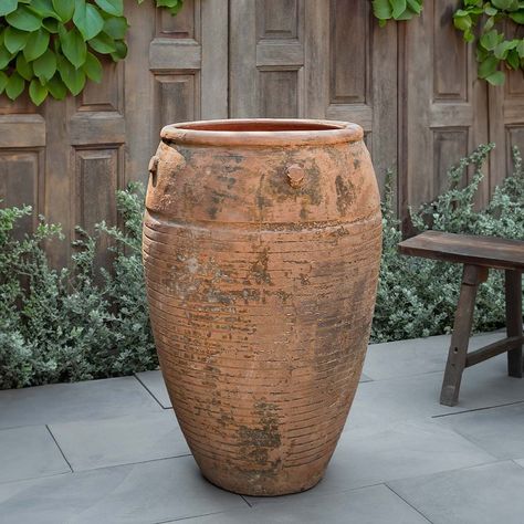 Repost @campania.international • One of the new colors introduced this year, Vicolo Mattone resembles the deep rustic orange shade of bricks. This unique color can flourish in a range of designs from traditional to contemporary. 30/100 . . Shown: Catania Jar in Vicolo Mattone (5038-25601) . . . . . #100daysofnewproducts #weatheredandworn #antiquestyle #texturetuesday #heatwave #rusticfarmhouse #rusticdecor #summerplanters #containergardening #plantsinpots #beachday #beachwaves #vacationready Zen Water Fountain, Modern Outdoor Fountains, Large Outdoor Fountains, Outdoor Wall Fountains, Commercial Planters, Concrete Bird Bath, Concrete Fountains, Houses Exterior, Campania International