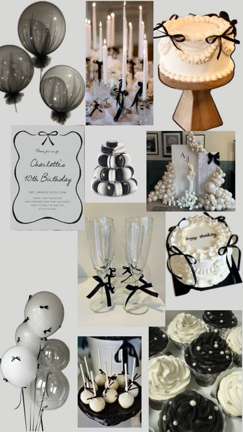 Birthday Decorations Black, Coquette Birthday, 14th Birthday Party Ideas, 18th Birthday Party Themes, 18th Birthday Ideas, 17th Birthday Ideas, 18th Birthday Decorations, Happy Birthday Decor, Black And White Party