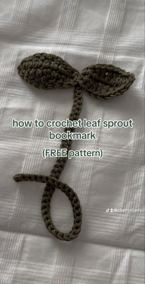 Sprout Crochet Tutorial, Crochet Sprout Tutorial, Crochet Leaf Sprout, Sprout Crochet Pattern, Crochet Sprout, Crochet Sprout Free Pattern, Sprout Bookmark, Simple Patterns, Crochet Tutorial