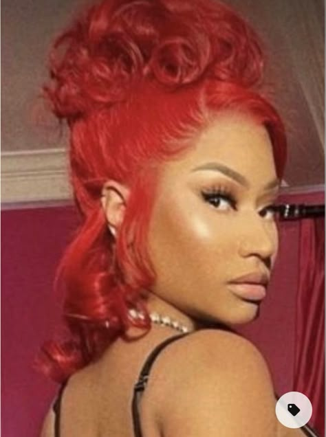 Ponytail Prom Hair, Red Hair Updo, Burgundy Natural Hair, Red Hair Ponytail, Natural Hair Ponytail, Red Hair Looks, Black Hair Updo Hairstyles, Red Hair Inspo, Peekaboo Hair