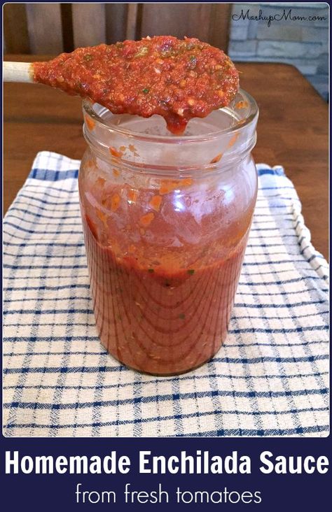 Enchilada Sauce Fresh Tomatoes, Enchilada Sauce From Fresh Tomatoes, Fresh Tomato Enchilada Sauce, Enchilada Sauce With Fresh Tomatoes, Canning Enchilada Sauce, Enchilada Sauce Easy, Tomatoes In Containers, Recipes With Enchilada Sauce, Garden Tomatoes