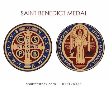 St Benedict Tattoo, Angel Protector, Catholic Symbols, Tattoo 2023, Saint Benedict Medal, Sao Bento, Florist Logo, Faith Church, Benedict Medal