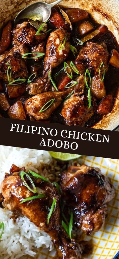 Philapino Recipes, Vikalinka Recipes, Filipino Chicken Adobo, Chicken Adobo, Adobo Recipe, Adobo Chicken, Carrots And Potatoes, Chicken Stew, Party Recipes