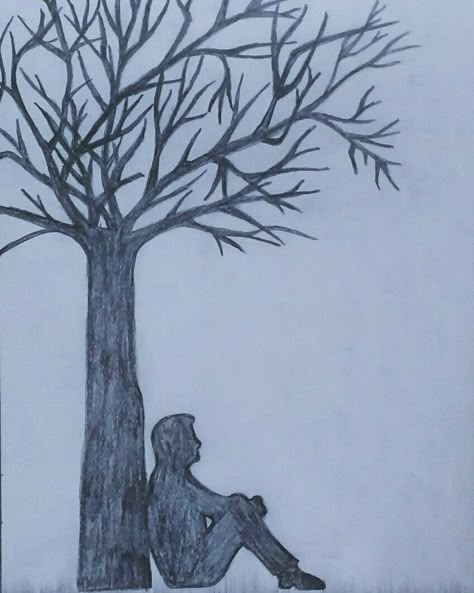 Loneliness #pencildrawing  by @geethika253 Breathe Art Illustrations, Pencil Drawings Lonliness, Drawing Of Loneliness, Drawing About Loneliness, Art Representing Loneliness, Pencil Drawing Images, Symbol Drawing, Let Go Of Everything, Night Messages