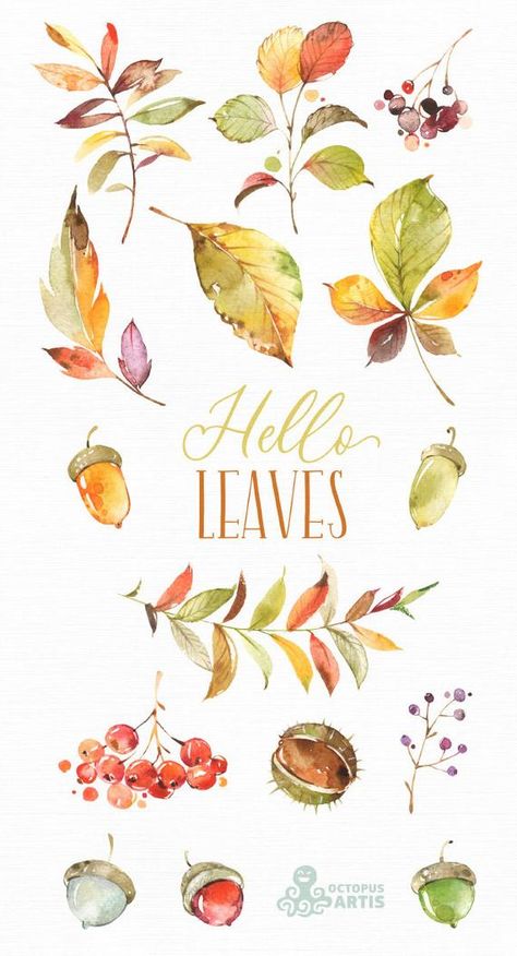 Fall Clip Art, Fall Clipart, Leaves Watercolor, Free Printable Art, Fall Watercolor, Red Party, Watercolor Images, Autumn Leaf, Autumn Painting