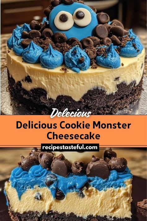 A decadent dessert that combines a chewy chocolate chip cookie blondie base with a rich cookies and cream cheesecake layer, topped with smooth chocolate ganache. This visually appealing and indulgent treat is perfect for special occasions or any time you want to enjoy a fun twist on classic cheesecake. Cookie Monster Cheesecake, Monster Cheesecake, Traditional Thanksgiving Recipes, Cheesecake Layer, Cookies And Cream Cheesecake, Cream Cheesecake, Easy Thanksgiving Recipes, Classic Cheesecake, Buy Cookies