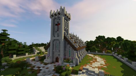 Minecraft Church, Vila Medieval, Minecraft Kingdom, Minecraft Building Guide, Minecraft Mansion, Minecraft Houses Blueprints, Minecraft House Plans, Minecraft Pictures, Minecraft Castle