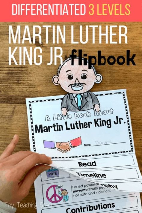 martin luther king flipbook writing activity for first grade, second grade, and third grade Martin Luther King Jr Crafts, Martin Luther King Activities, Martin Luther King Jr Activities, King Craft, Dr Martin Luther King, Mlk Jr, First Grade Activities, Writing Crafts, Martin Luther King Day