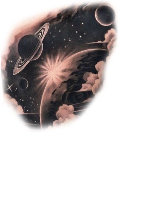 Galaxy Tattoo Design Black And Grey, Space Tattoo Sleeve, Outer Space Tattoos, Tatuaje Cover Up, Cover Up Tattoos For Women, Feminine Skull Tattoos, Buddha Tattoo Design, Skull Butterfly, Tattoo Shading