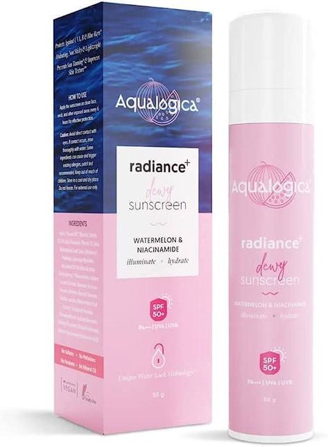 Aqualogica Radiance+ Dewy Sunscreen Cream with Watermelon & Niacinamide | SPF 50+ |Pa+++ | Protects from Uva, Uvb | for Complete Sun Protection | 50 G Aqualogica Sunscreen, Skin Care For Oily Skin, Oily Skin Acne, Skin Science, Skin Care Range, Natural Sunscreen, Body Sunscreen, Sunscreen Spf 50, Sunscreen Lotion