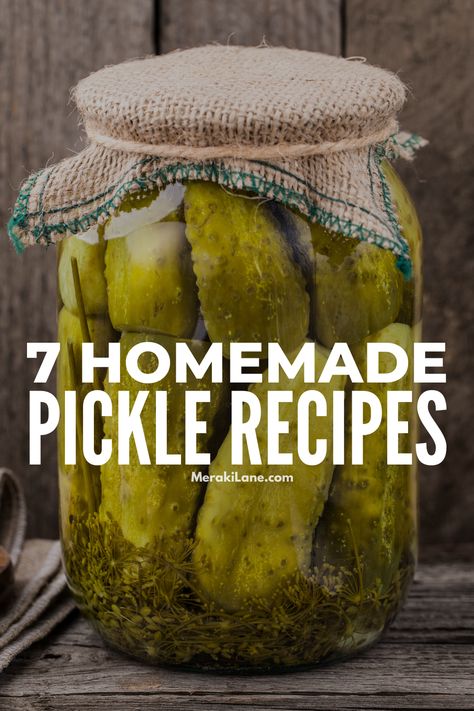 How to Make Homemade Pickles: 15 Tips and Recipes | If you love pickles and pickle juice, we're sharing the best pickle making tips and essentials, and we've also curated easy homemade recipes that wow. Whether you prefer basic pickles, dill pickles, bread and butter pickles, or want a Claussen pickle copycat recipe, we have you covered. And if you're short on time, we've include a recipe that only takes 5 minutes to prep! Canning pickles has never been easier! Homemade Pickle Juice Recipe, Pickle Juice Recipe, Types Of Pickles, Homemade Pickles Dill, Pickle Recipes Homemade, Bread And Butter Pickles, Dill Pickle Recipe, Pickle Recipes, How To Make Pickles