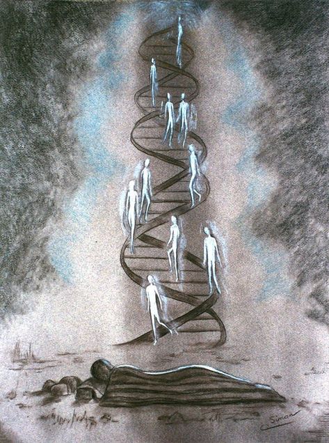 Jacob's ladder - DNA Ladder Tattoo, Ladder Art, Dna Tree, Dna Art, Jacobs Ladder, Biology Art, Jacob's Ladder, Biblical Art, Spiritual Art