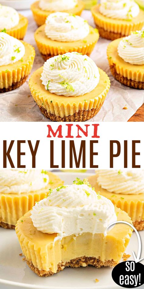 Key Lime Bites, Mini Key Lime Pie, Lime Dessert, Homemade Graham Cracker, Key Lime Pies, Mini Key Lime Pies, Yummy Pies, Key Lime Pie Bars, Homemade Graham Cracker Crust