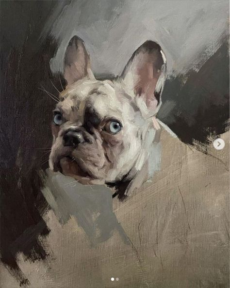 Jennifer Gennari, Girl With The Pearl Earring, Animal Oil Painting, Dog Portraits Painting, Dog Portraits Art, French Bulldog Art, Dog Anatomy, Portrait Oil Painting, Animal Portraits Art