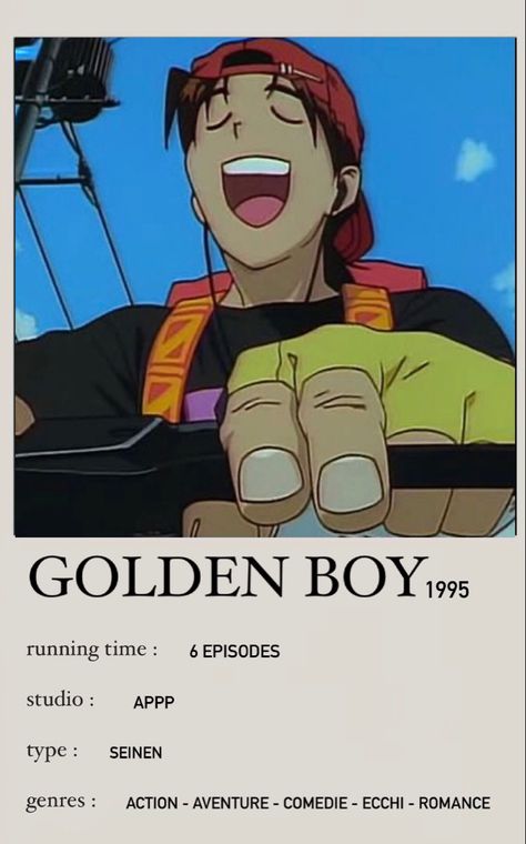 90s Anime To Watch, Old Animes To Watch, Old Anime To Watch, 90s Anime Recommendations, Cartoon To Watch, Golden Boy Anime, 80s Anime, The Golden Boy, Japanese Animated Movies