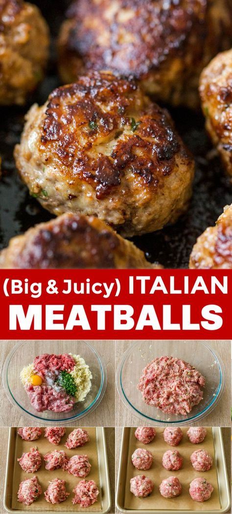 Our go-to Meatball Recipe! Find out the secret to flavorful and juicy homemade meatballs. These are make-ahead, freezer-friendly, and perfect for meal prep. Meatball Recipes With Crackers, Meatballs Panko Bread Crumbs, Meatball Recipes With Pork And Beef, Meal For 40 People, Meatball Recipes With Cheese, Meatball Recipes With Panko, Homemade Meatballs Oven, Pork And Hamburger Meatballs, Stuff Meatballs With Cheese