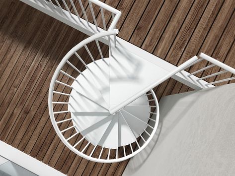 Outdoor spiral staircase designs white metal exterior stairs ideas Pool Stairs, Modern Planting, Spiral Staircase Kits, Staircase Kits, Stair Kits, Types Of Stairs, Mediterranean Exterior, Diy Staircase, Contemporary Garden Design