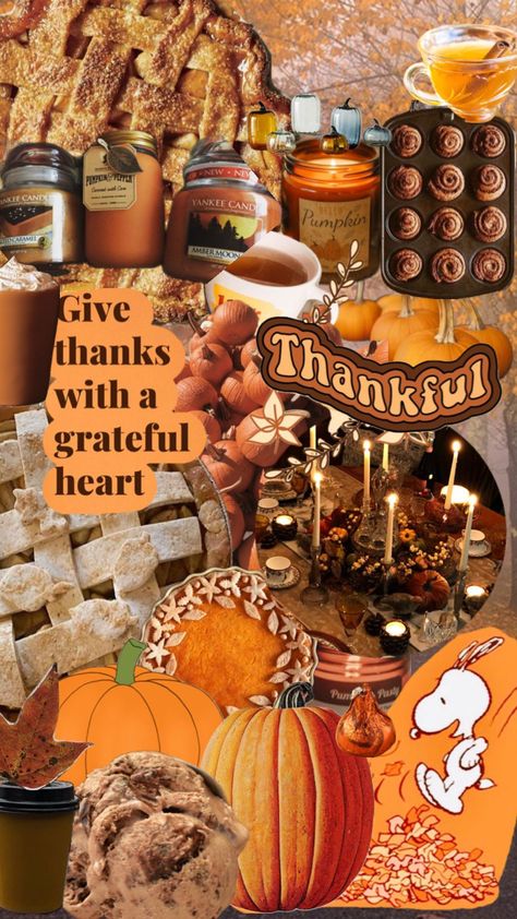 #thanksgiving #orange #autumn #gratitude #shuffle #pinterest #fall #collage Shuffle Pinterest, Thanksgiving Collage, Fall Collage, Orange Autumn, Thanksgiving Wallpaper, Cute Fall Wallpaper, Autumn Magic, Fall Bucket List, Scrapbook Stickers Printable