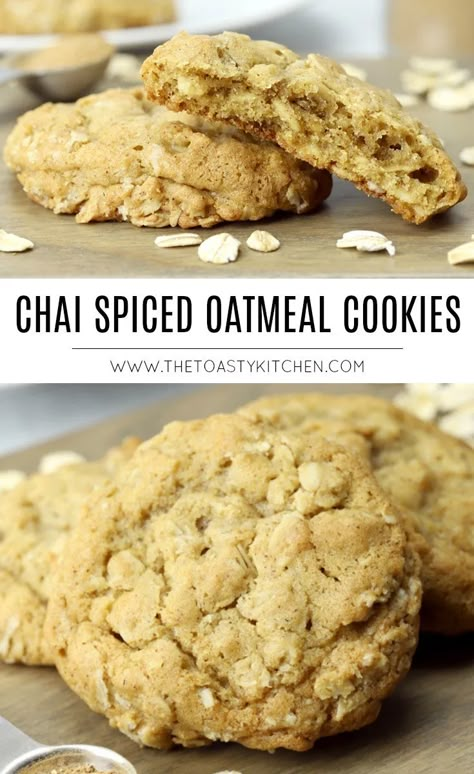 Spiced Oatmeal, Chocolate Peanut Butter Desserts, Easy To Make Cookies, Peanut Butter Desserts, Bake Dessert, Bake Desserts, Baked Banana, Chai Spice, Oatmeal Cookies