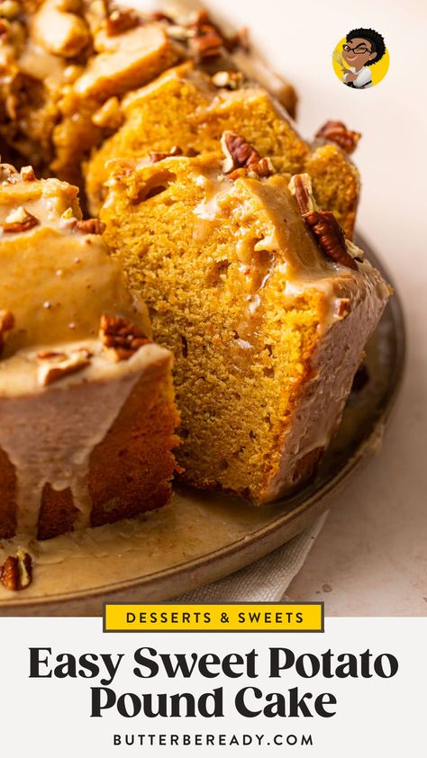 Hennessy Sweet Potato Pound Cake, Sweet Potato Bundt Cake Recipe, Sweet Potato Pound Cake Recipe, Pumpkin Pound Cake Recipes, Sweet Potato Cake Recipe, Pumpkin Bundt Cake Recipes, Brown Sugar Icing, Sweet Potato Pound Cake, Pumpkin Pound Cake