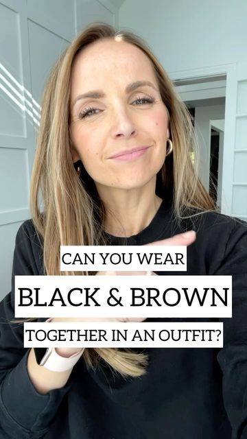 Merrick White / Style Educator on Instagram: "Can you wear black and brown in an outfit together? YES, yes you can 👏🏼👏🏼 Do you agree?? Comment below with the word LINK and I’ll send you a DM with links to all these outfits! #getdressedwithmerrick" Brown And Black Outfit Ideas, Brown White And Black Outfit, Mixing Black And Brown Outfits, Brown With Black Outfits, Black White And Brown Outfits, Brown Top Black Pants Outfit, Brown Black And White Outfit, Brown And Black Outfits For Women, Black And White Top Outfit