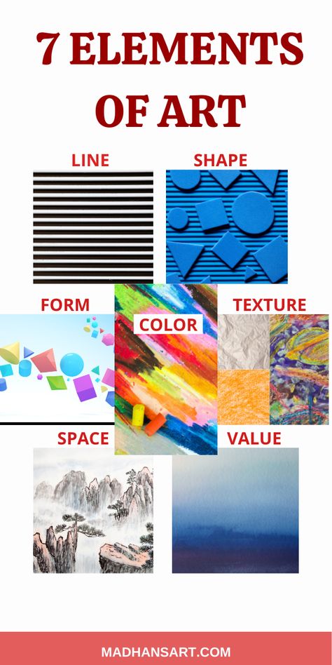 Element Space Art, Shapes Psychology, Elements Of Design Project, Elements And Principles Of Art Drawings, Elements Of Art Line Projects, Art Basics Learning, Color Element Of Art, 7 Elements Of Art In One Drawing, 7 Elements Of Art Projects