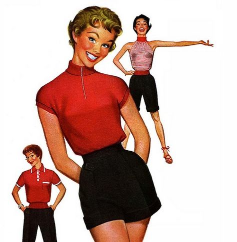 jantzen 80s Loungewear, 1950s Sportswear, Pete Hawley, Clothes Illustration, Vintage Illustration Art, Look Magazine, Ideas Vintage, Old Fashion, Moda Vintage