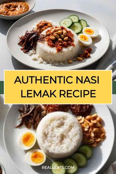 Cook up authentic Nasi Lemak with our easy recipe, featuring fragrant coconut rice, sambal, and traditional toppings. Nasi Lemak Rice Recipe, Nasi Lemak Recipe, Nasi Lemak Sambal, Preparing For School, Sambal Recipe, Coconut Rice Recipe, Asian Spices, Malaysian Cuisine, Nasi Lemak