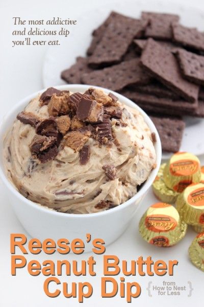 Peanut Butter Cup Dip, Peanut Butter Dip, Reese's Chocolate, Reese's Peanut Butter Cup, Sweet Dips, Dessert Dips, Peanut Butter Cup, Reeses Peanut Butter Cups, Buffalo Chicken Dip