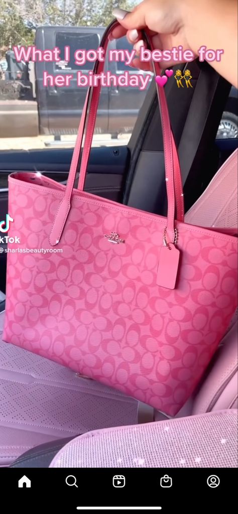 Coach School Bag, Pink Coach Purse, Pink Aesthetic Purse, Pink Coach Tote, Chic Coach Pink Bags, Coach Pink Purse, Luxury Bags Collection, Handbag Essentials, Girly Bags